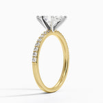 Petite Shared Prong Half Coverage Diamond Ring Yellow Gold 18k Marquise Engagement Ring
