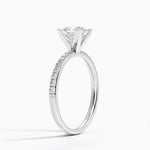 Petite Shared Prong Half Coverage Diamond Ring Platinum Princess Engagement Ring