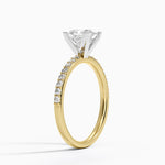 Petite Shared Prong Half Coverage Diamond Ring Yellow Gold 18k Princess Engagement Ring