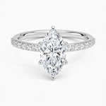 Petite Shared Prong Half Coverage Diamond Ring Platinum Marquise Engagement Ring