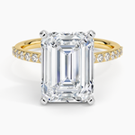 Petite Shared Prong Half Coverage Diamond Ring Yellow Gold 18k Emerald Engagement Ring
