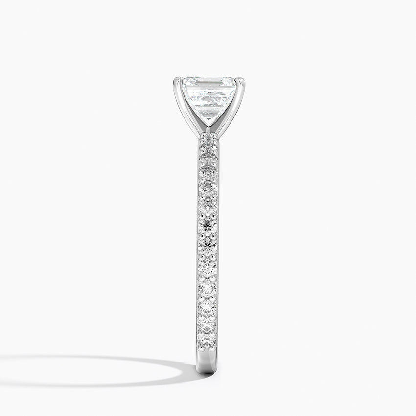 Petite Shared Prong Three-Quarter Coverage Diamond Ring (1/3 ct. tw.) Platinum Asscher Engagement Ring
