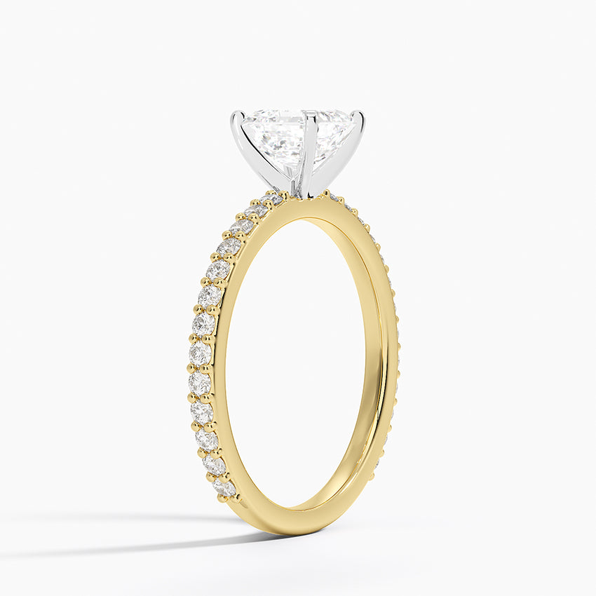 Petite Shared Prong Three-Quarter Coverage Diamond Ring (1/3 ct. tw.) Yellow Gold 18k Asscher Engagement Ring