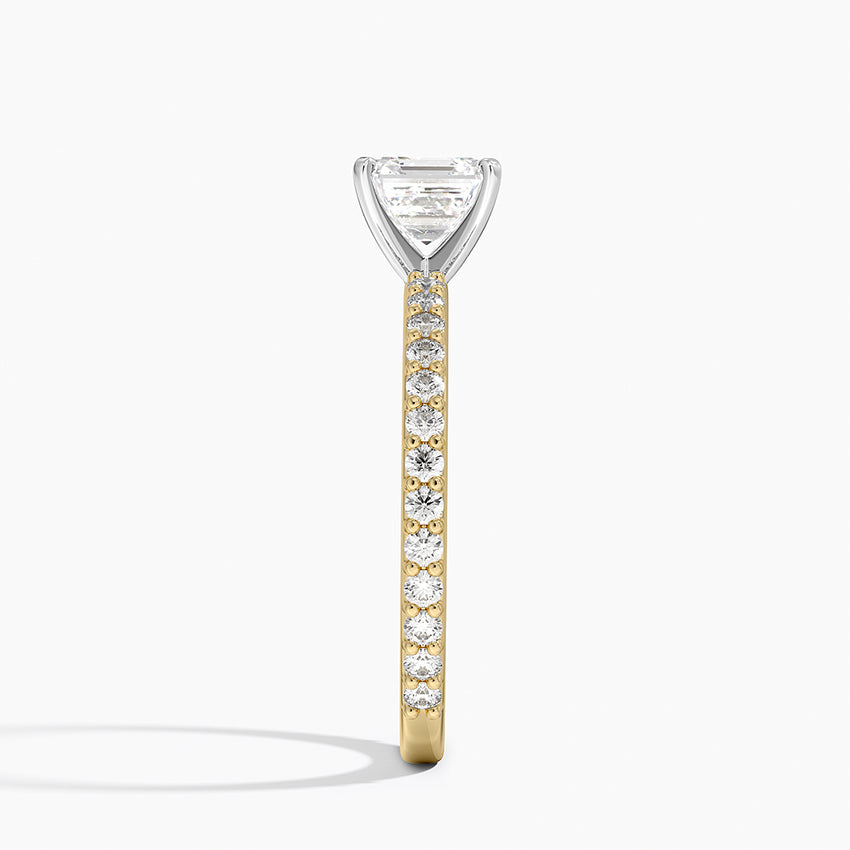 Petite Shared Prong Three-Quarter Coverage Diamond Ring (1/3 ct. tw.) Yellow Gold 18k Asscher Engagement Ring