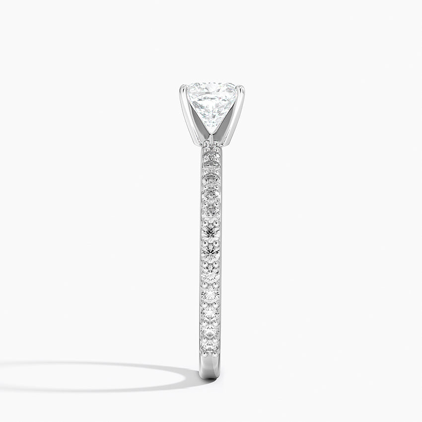 Petite Shared Prong Three-Quarter Coverage Diamond Ring (1/3 ct. tw.) Platinum Cushion Engagement Ring
