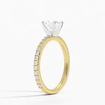 Petite Shared Prong Three-Quarter Coverage Diamond Ring (1/3 ct. tw.) Yellow Gold 18k Cushion Engagement Ring