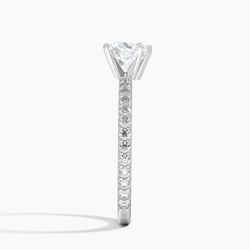 Petite Shared Prong Three-Quarter Coverage Diamond Ring (1/3 ct. tw.) Platinum Heart Engagement Ring