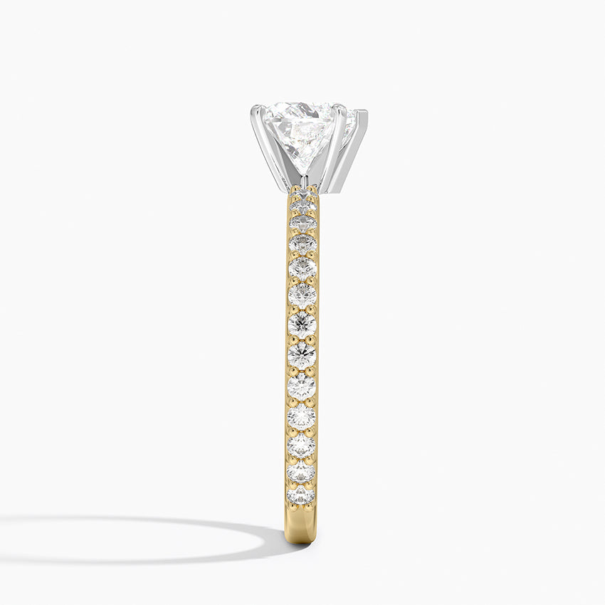 Petite Shared Prong Three-Quarter Coverage Diamond Ring (1/3 ct. tw.) Yellow Gold 18k Heart Engagement Ring