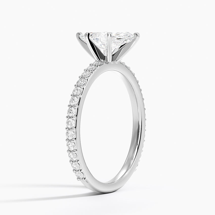 Petite Shared Prong Three-Quarter Coverage Diamond Ring (1/3 ct. tw.) Platinum Marquise Engagement Ring