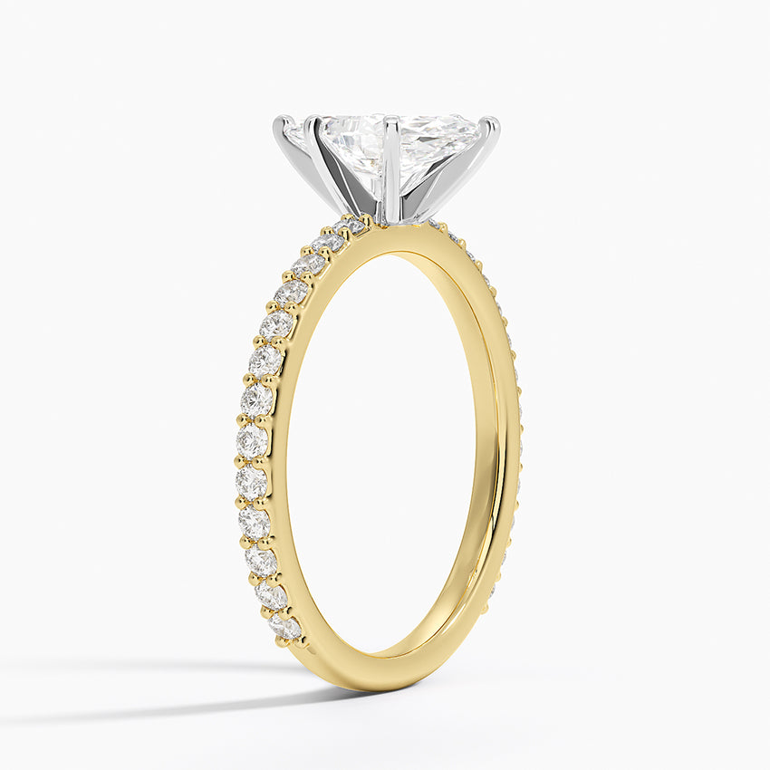 Petite Shared Prong Three-Quarter Coverage Diamond Ring (1/3 ct. tw.) Yellow Gold 18k Marquise Engagement Ring