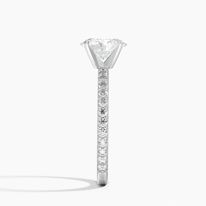 Petite Shared Prong Three-Quarter Coverage Diamond Ring (1/3 ct. tw.) Platinum Oval Engagement Ring