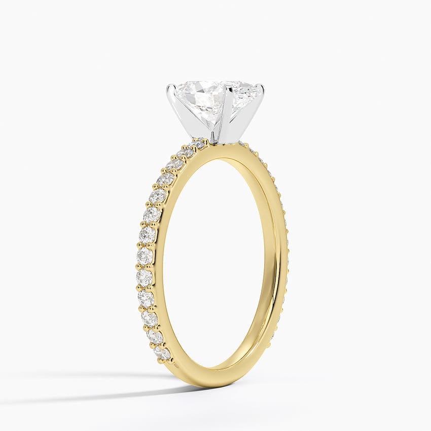 Petite Shared Prong Three-Quarter Coverage Diamond Ring (1/3 ct. tw.) Yellow Gold 18k Oval Engagement Ring