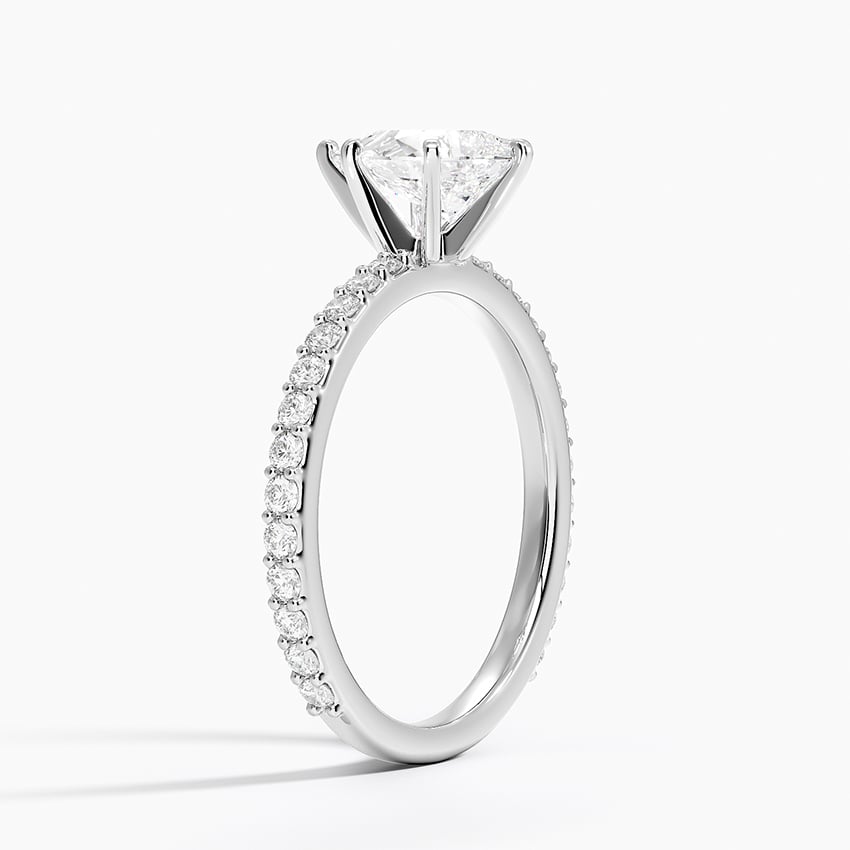 Petite Shared Prong Three-Quarter Coverage Diamond Ring (1/3 ct. tw.) Platinum Pear Engagement Ring