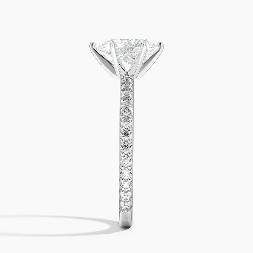 Petite Shared Prong Three-Quarter Coverage Diamond Ring (1/3 ct. tw.) Platinum Pear Engagement Ring