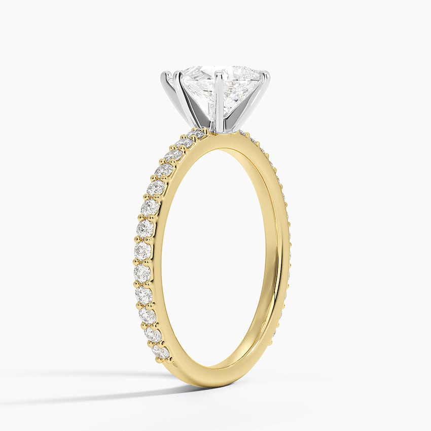 Petite Shared Prong Three-Quarter Coverage Diamond Ring (1/3 ct. tw.) Yellow Gold 18k Pear Engagement Ring