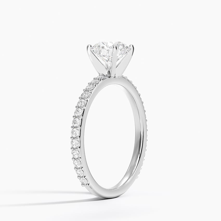 Petite Shared Prong Three-Quarter Coverage Diamond Ring (1/3 ct. tw.) Platinum Round Engagement Ring