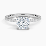 Petite Shared Prong Three-Quarter Coverage Diamond Ring (1/3 ct. tw.) Platinum Cushion Engagement Ring