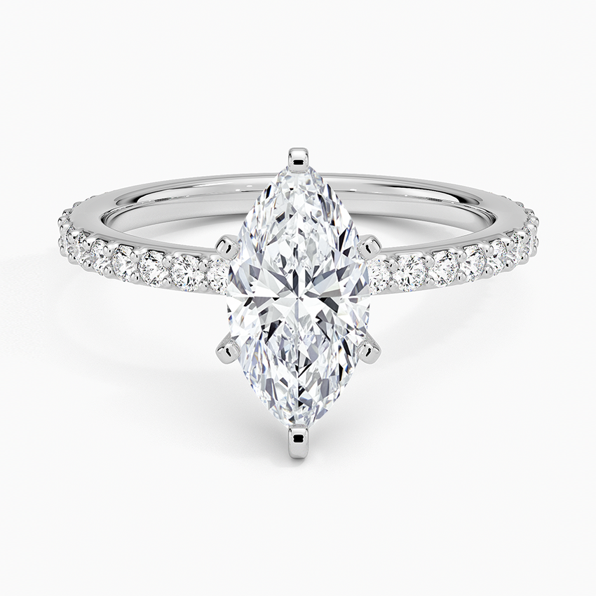 Petite Shared Prong Three-Quarter Coverage Diamond Ring (1/3 ct. tw.) Platinum Marquise Engagement Ring