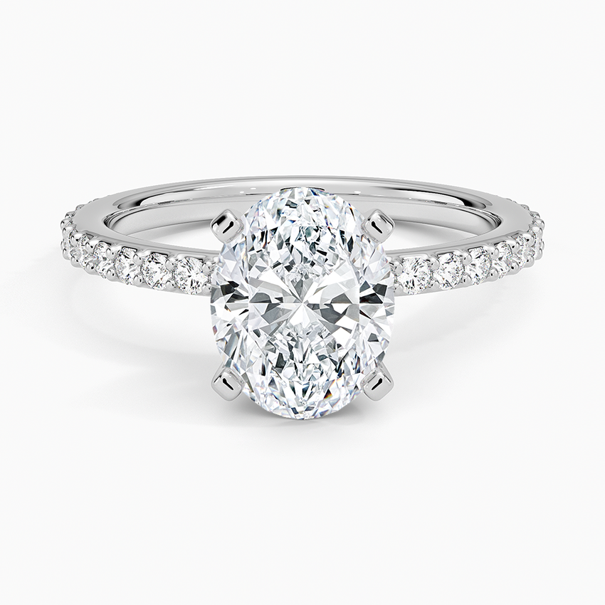 Petite Shared Prong Three-Quarter Coverage Diamond Ring (1/3 ct. tw.) Platinum Oval Engagement Ring