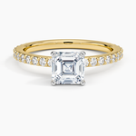 Petite Shared Prong Three-Quarter Coverage Diamond Ring (1/3 ct. tw.) Yellow Gold 18k Asscher Engagement Ring