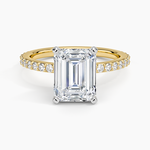 Petite Shared Prong Three-Quarter Coverage Diamond Ring (1/3 ct. tw.) Yellow Gold 18k Emerald Engagement Ring