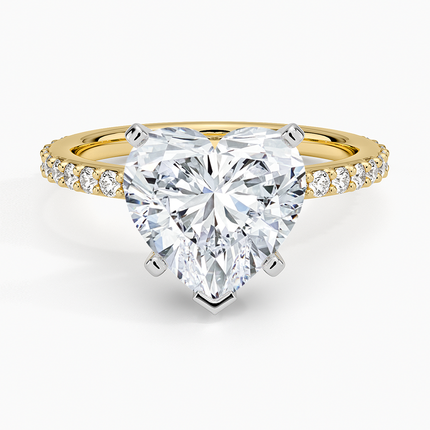 Petite Shared Prong Three-Quarter Coverage Diamond Ring (1/3 ct. tw.) Yellow Gold 18k Heart Engagement Ring