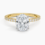 Petite Shared Prong Three-Quarter Coverage Diamond Ring (1/3 ct. tw.) Yellow Gold 18k Oval Engagement Ring
