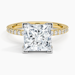 Petite Shared Prong Three-Quarter Coverage Diamond Ring (1/3 ct. tw.) Yellow Gold 18k Princess Engagement Ring