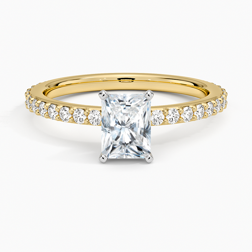 Petite Shared Prong Three-Quarter Coverage Diamond Ring (1/3 ct. tw.) Yellow Gold 18k Radiant Engagement Ring