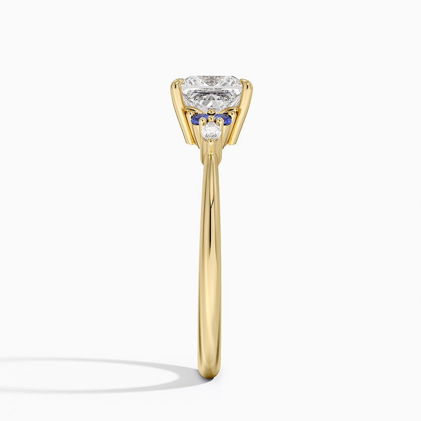 Nadia Sapphire and Diamond Ring Yellow Gold 18k Princess Engagement Ring