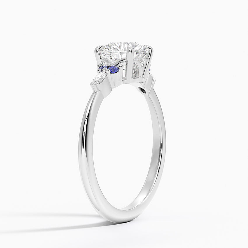 Nadia Sapphire and Diamond Ring Platinum Round Engagement Ring