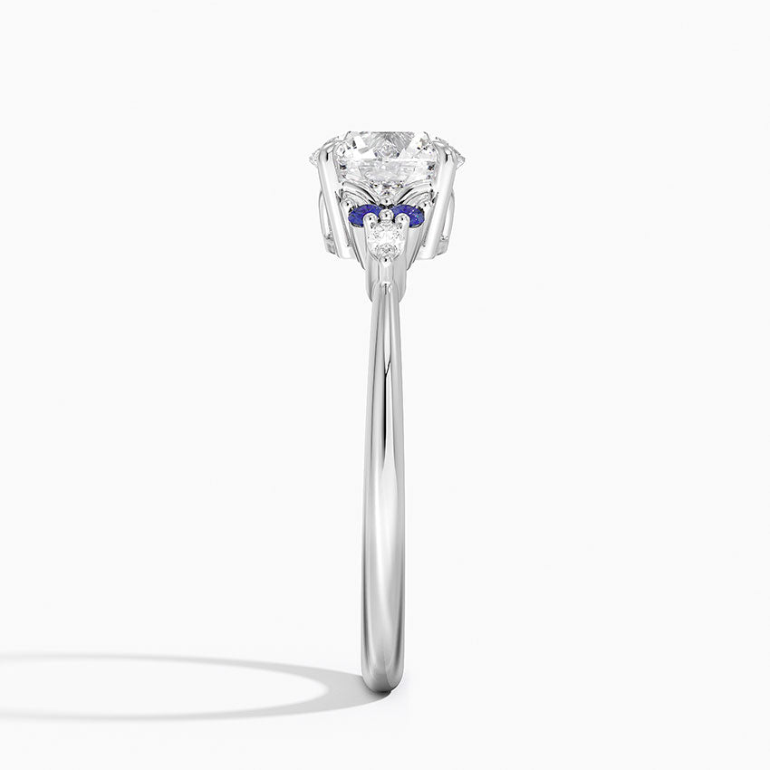 Nadia Sapphire and Diamond Ring Platinum Round Engagement Ring