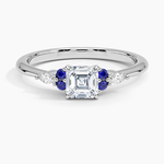 Nadia Sapphire and Diamond Ring Platinum Asscher Engagement Ring