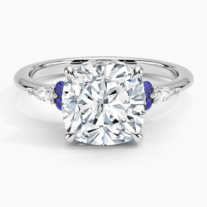 Nadia Sapphire and Diamond Ring Platinum Cushion Engagement Ring