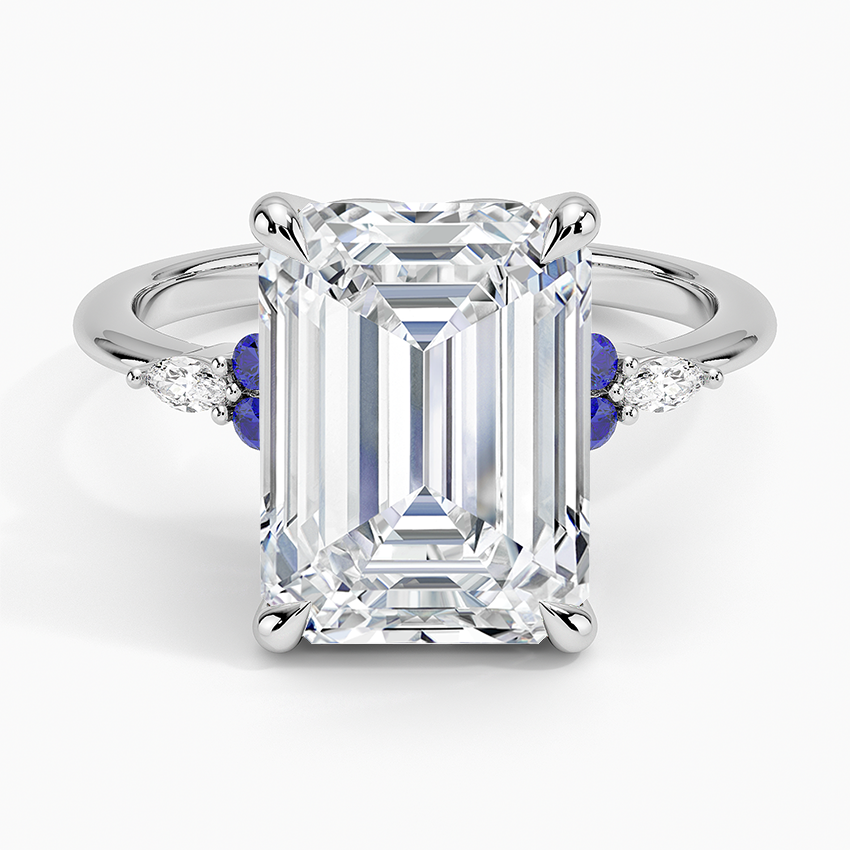 Nadia Sapphire and Diamond Ring Platinum Emerald Engagement Ring