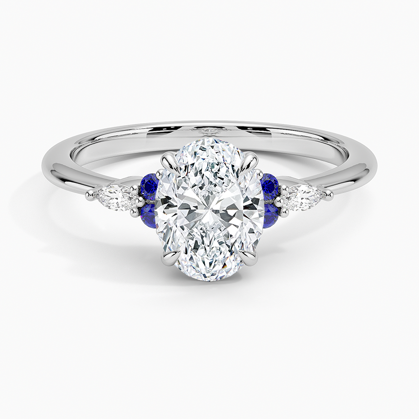Nadia Sapphire and Diamond Ring Platinum Oval Engagement Ring