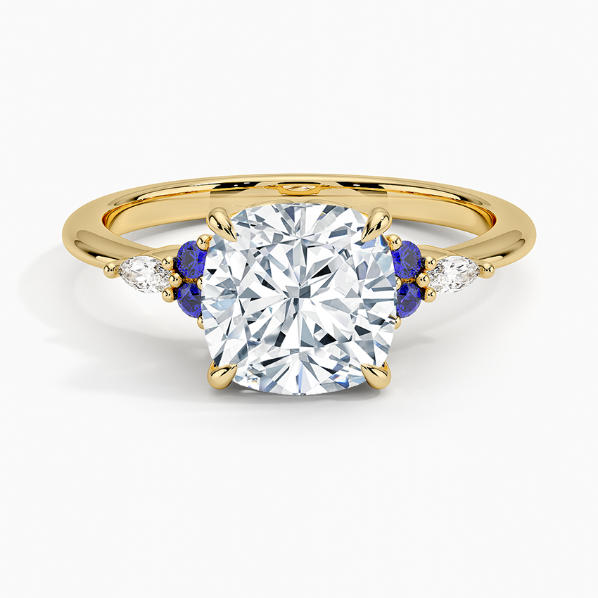 Nadia Sapphire and Diamond Ring Yellow Gold 18k Cushion Engagement Ring