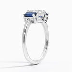 Luxe Rhiannon Three Stone Sapphire Ring Platinum Asscher Engagement Ring