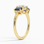 Luxe Rhiannon Three Stone Sapphire Ring Yellow Gold 18k Cushion Engagement Ring