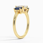 Luxe Rhiannon Three Stone Sapphire Ring Yellow Gold 18k Emerald Engagement Ring