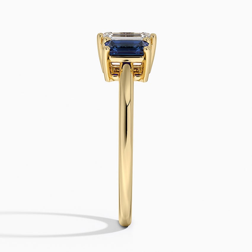 Luxe Rhiannon Three Stone Sapphire Ring Yellow Gold 18k Emerald Engagement Ring