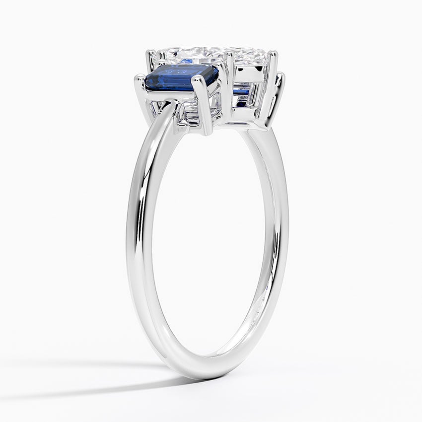 Luxe Rhiannon Three Stone Sapphire Ring Platinum Marquise Engagement Ring
