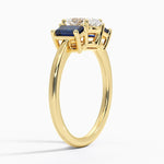 Luxe Rhiannon Three Stone Sapphire Ring Yellow Gold 18k Oval Engagement Ring