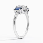 Luxe Rhiannon Three Stone Sapphire Ring Platinum Princess Engagement Ring