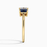 Luxe Rhiannon Three Stone Sapphire Ring Yellow Gold 18k Princess Engagement Ring