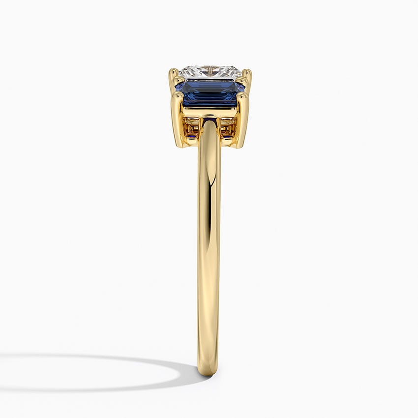 Luxe Rhiannon Three Stone Sapphire Ring Yellow Gold 18k Princess Engagement Ring