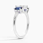 Luxe Rhiannon Three Stone Sapphire Ring Platinum Radiant Engagement Ring