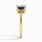 Luxe Rhiannon Three Stone Sapphire Ring Yellow Gold 18k Radiant Engagement Ring