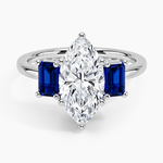 Luxe Rhiannon Three Stone Sapphire Ring Platinum Marquise Engagement Ring