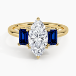 Luxe Rhiannon Three Stone Sapphire Ring Yellow Gold 18k Marquise Engagement Ring
